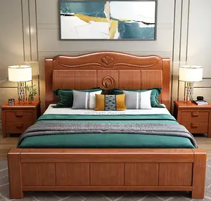 Hardwood Bed: Modern King Size Bed,10inch Matress and 2 Nightstands