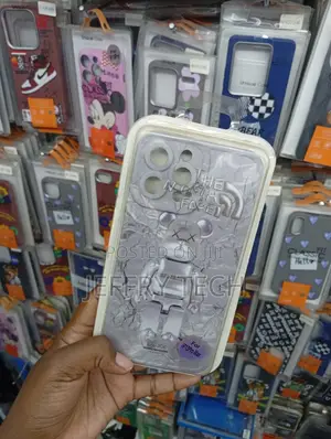 Iaiyoxi iPhone 13 Pro Max Case Featuring a Silver Teddy Bear Design.