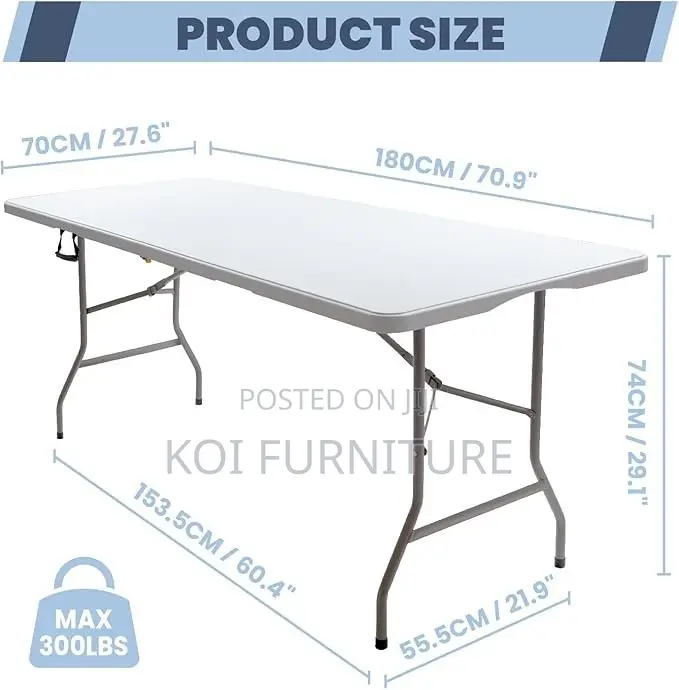 Outdoor Table :6ft Rectangular Foldable Plastic Table