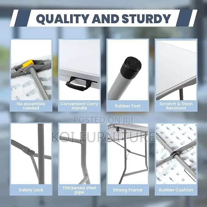Outdoor Table :6ft Rectangular Foldable Plastic Table