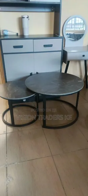 Grey Nesting Coffee Table Marble Effect (Mdf)