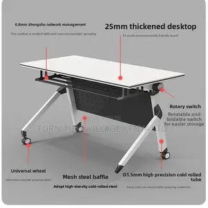 120cm White Wood Foldable Training Table