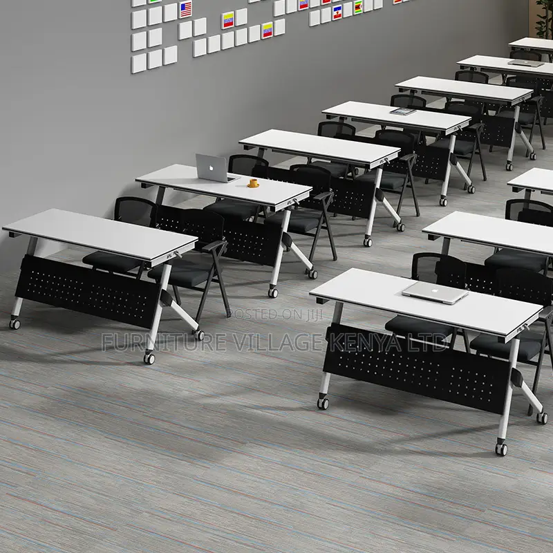 120cm White Wood Foldable Training Table