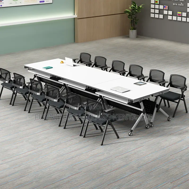 120cm White Wood Foldable Training Table