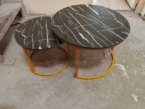 Black Nesting Coffee Table Marble Effect (Mdf)