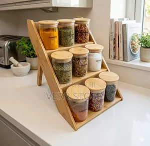 9pcs 3 Layer Airtight Glass Spice Jars With Bamboo Lids 200ml Capacity