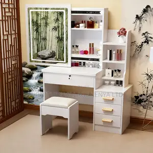 White Imported Simple Vanity Make Up Table With Mirror