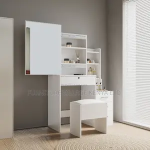 White Imported Simple Vanity Make Up Table With Mirror