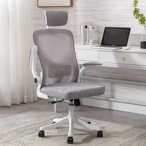 White Ergonomic Computer Headrest Desk Chair
