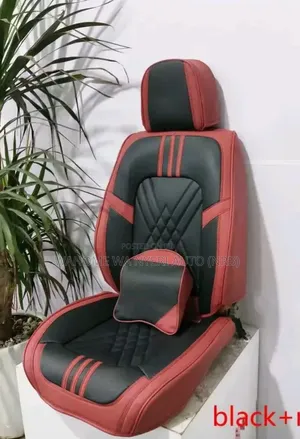 Universal Leather Seat Covers - 5 Seater Set, Red and Black
