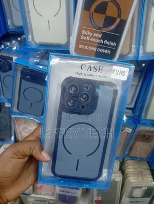 Blue Silicone Magnetic Protective Case for the iPhone 13 Pro.