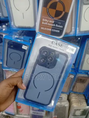 Blue Silicone Magnetic Protective Case for the iPhone 13 Pro.