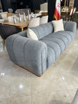 3 Seater Stylish Gray Curved Sofa