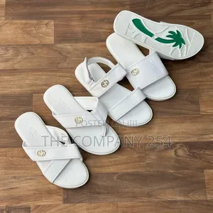Quality Leather Men Slides Open Casual White Slides