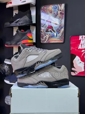 . Nike Jordan 5 Retro Low PSG Shoes in a Pumice and Game Royal