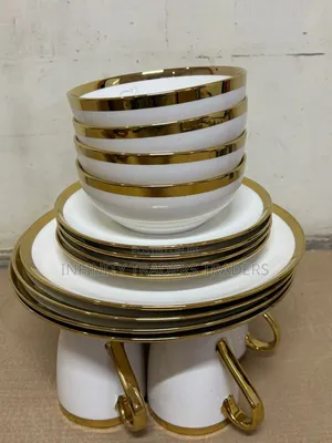 24 PCS Ceramic Goldline Dinner Set