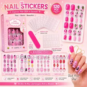 120/24pcs/Box Kids Cartoon Pattern Wearing Fake Nails