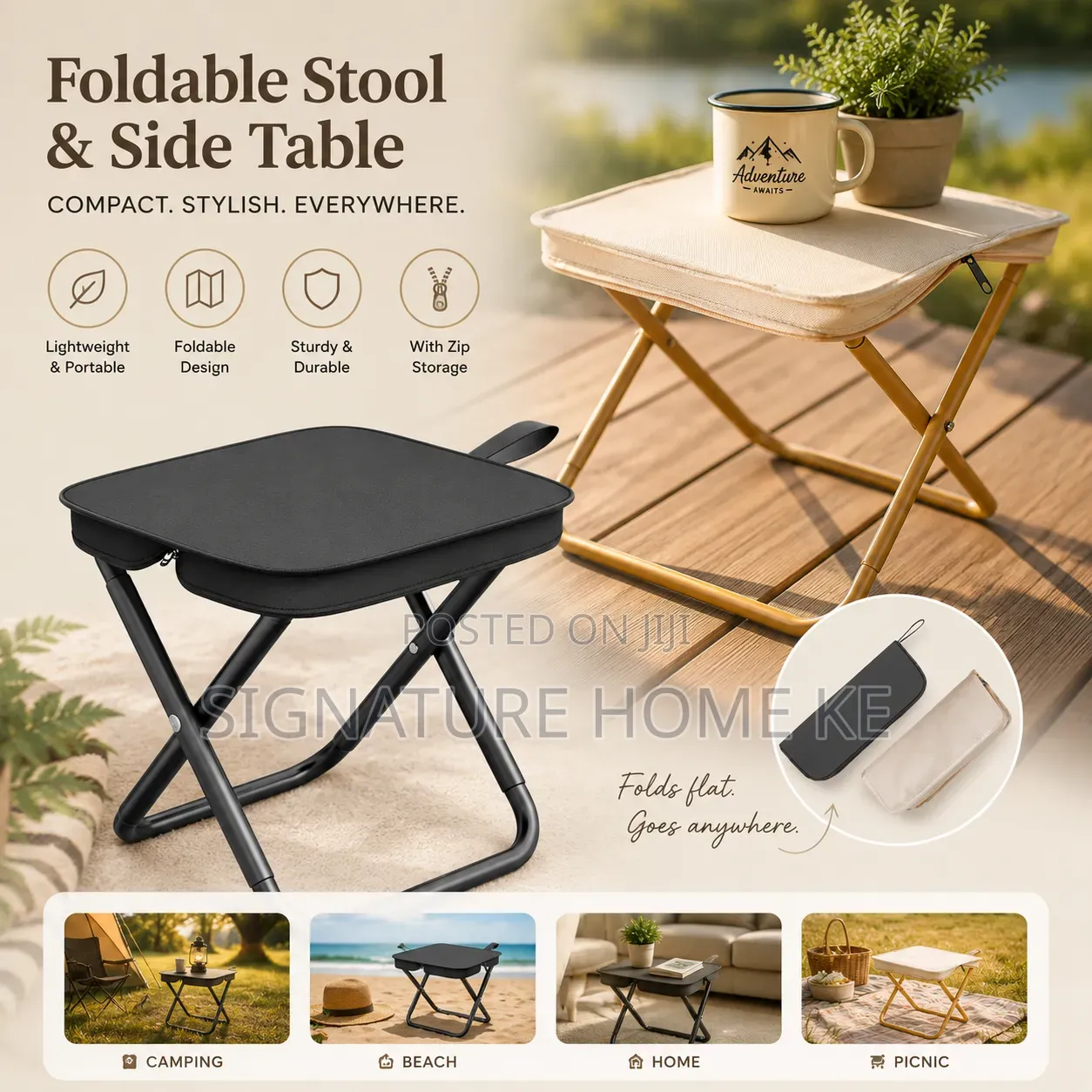 Portable Foldable Stool in a Bag
