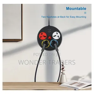 *Round Extension Cord With 4 Sockets Outlets, Featuring a Surge