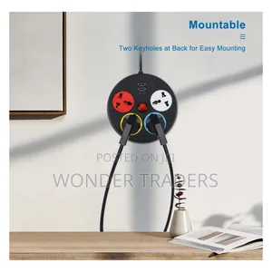 *Round Extension Cord With 4 Sockets Outlets,