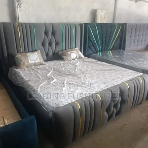 6x6 Bed With Gold +Mattress +2 Pillows