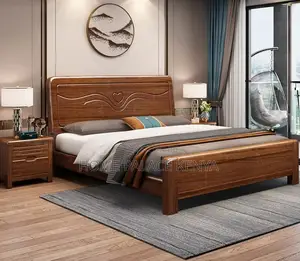 Mahogany Bed: Solid Wood King Size Bed,10inch Matress and 2nightstands