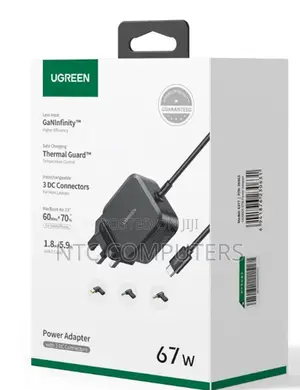 Ugreen Usb-C 67w Pd Gan Tech Power Adapter Uk+3 Dc Connectors - X377