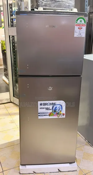Bruhm 120-Liter Double-Door Refrigerator in Silver.