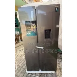 Silver Hisense Fridge Side by Side 434 Litres With Water Dispenser.