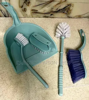 5pc Cleaning Set With Plastic Dustpan Scrubbing Brushes