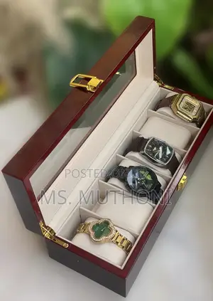 Polished Executive Wooden Watch Organizer Box 