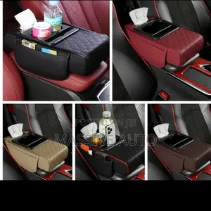 Car Armrest Pad With 2 Cup Holder and Tissue Storage