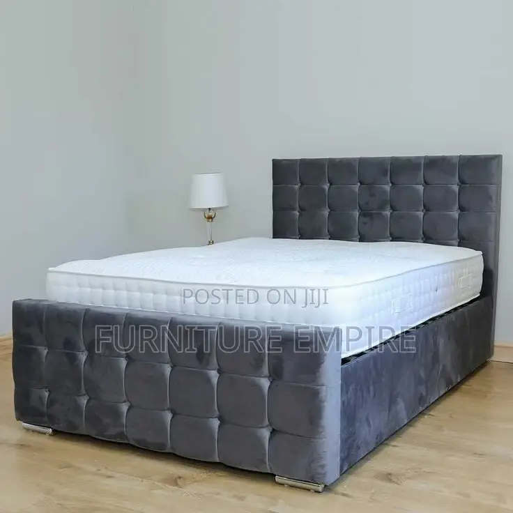 Gray Tufted Velvet Bed Frame