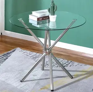 Glass Table: Round Transparent Tempered Glass Dining Table