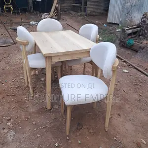 Light Wooden Dining Table Set – 4 Cushioned Chairs Included