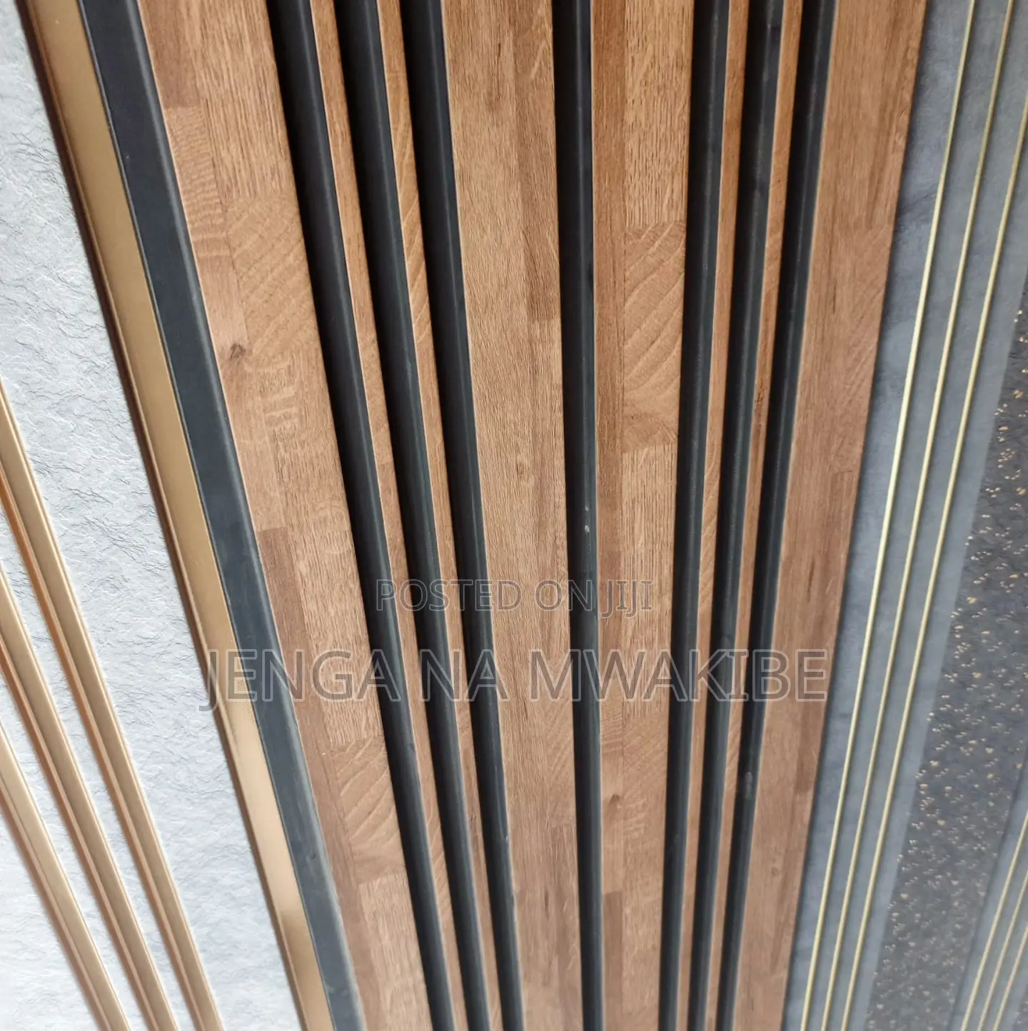 Black Groved Executive Wood-Grain Fluted Panels