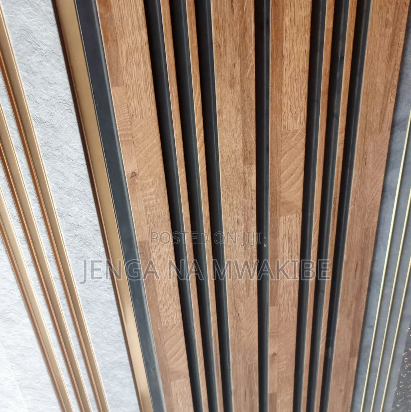 Black Groved Executive Wood-Grain Fluted Panels