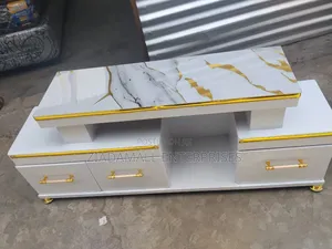 Tv Stand , Executive Marble Finish Tv Stand White