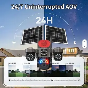 Solar Outdoor 4-Lens Surveillance Camera With Dual Panels Cloud