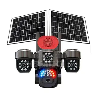 Solar Outdoor 4-Lens Surveillance Camera With Dual Panels Cloud