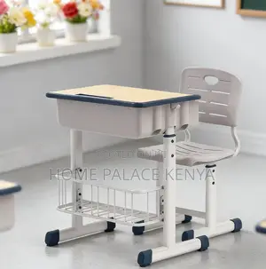 School Set: Height Adjustable Student Desk and Chair With Storage
