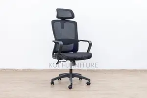 Office Chair : Black Mesh Ergonomic Office Chair -Adjustable Headrest