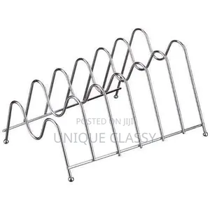 Silver Stainless Steel Plate Stand Organizer