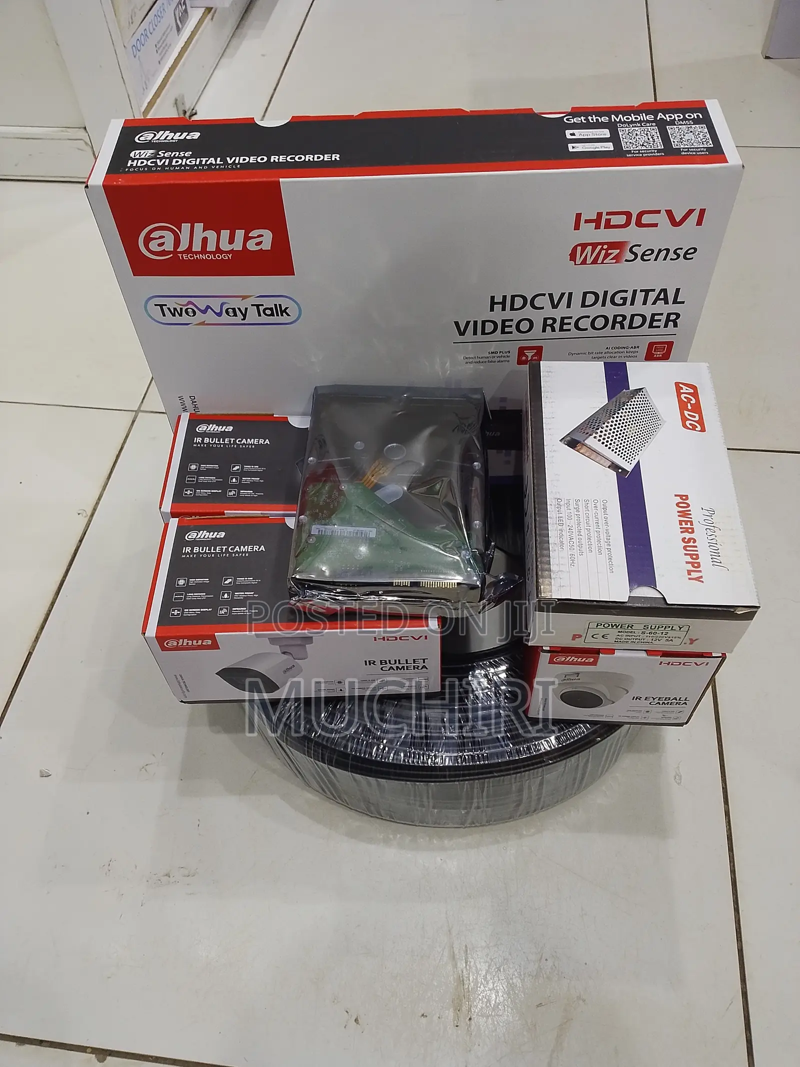Complete 4 Cameras Dahua 4channel CCTV Full Package Kits