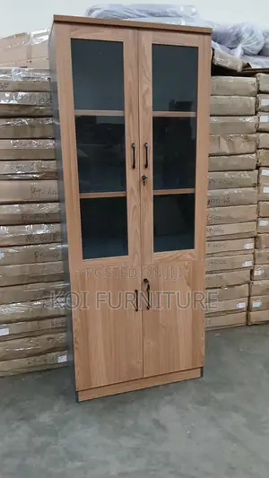 Office Cabinet : Brown Oak Office Filing Cabinet With 2 Glass Doors