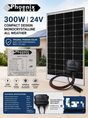 Phoenix Solar Panel Monocrystalline All Weather 300watts 24volts