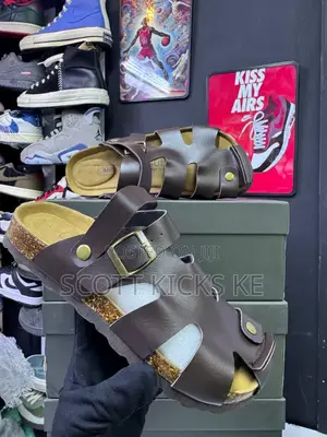 Buckle Leather Cork Sandals