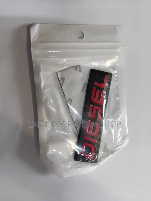 3d Metal Black_red Finish Diesel Sticker With Self Adhesive Backing