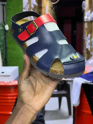 Buckle Cork Sandals Leather “Blue”