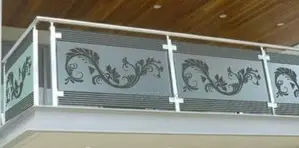 Stainless Steel Balcony Railing With Frosted Glass Balustrade